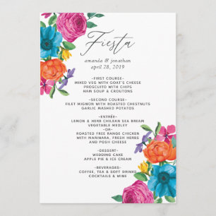 Watercolor Bloemen Fiesta Bruiloft Menu