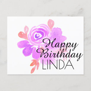 Watercolor Bloemen Handgeschilderde Gelukkige Verj Briefkaart