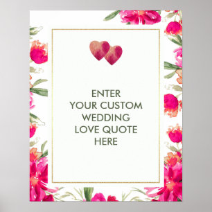 Watercolor Bloemen Huwelijk Aangepaste Liefdescita Poster
