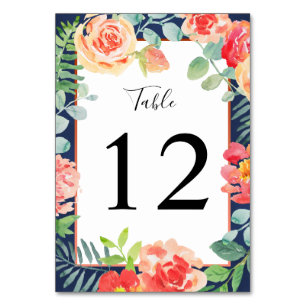 Watercolor Bloemen Koraal Marine Blad Bruiloft Kaart