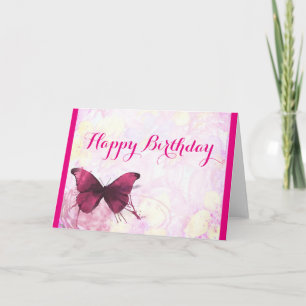 Watercolor Bloemen met Vlinder Verjaardag Kaart
