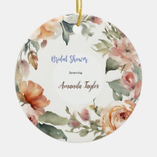 Watercolor Bloemen Minimal Bruids Shower Keramisch Ornament