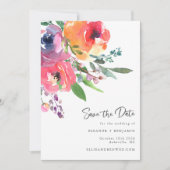 Watercolor Bloemen Moderne Elegante Script Bruilof Save The Date (Voorkant)