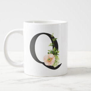 Watercolor Bloemen Mok met de letter Q