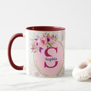 Watercolor Bloemen Monogram I Op Maat Gemaakte Naa Mok