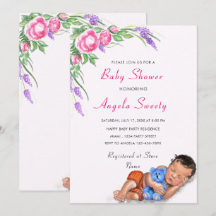 Watercolor Bloemen Mooie Baby Shower Uitnodiging