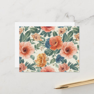 Watercolor Bloemen Naadloos Patroon Briefkaart