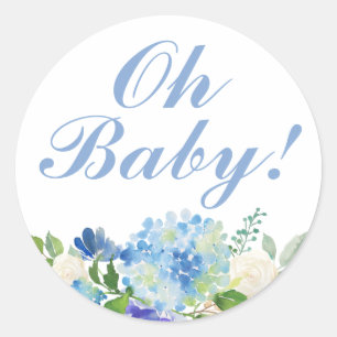 Watercolor Bloemen Oh Baby Shower Stickers