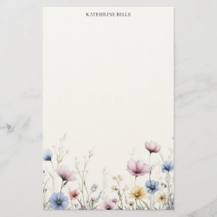 Watercolor Bloemen Onderste Rand Wilde Bloemen Briefpapier