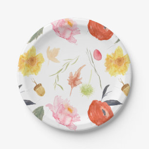 Watercolor Bloemen Papieren Bordje