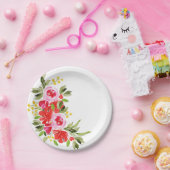 Watercolor Bloemen Papieren Bordje (Feest)