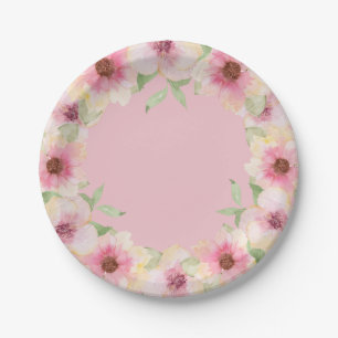 Watercolor Bloemen Roze Blush Papieren Bordje