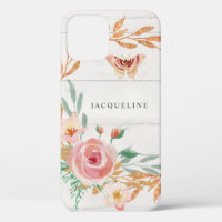 Watercolor Bloemen Roze Goud Glitters Groene Plant
