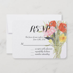 Watercolor Bloemen RSVP Kaartje