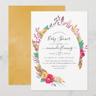 Watercolor Bloemen Safari Baby Shower Kaart