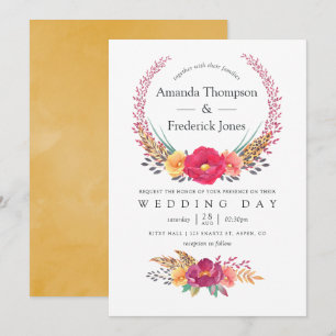 Watercolor Bloemen Safari Bruiloft Kaart