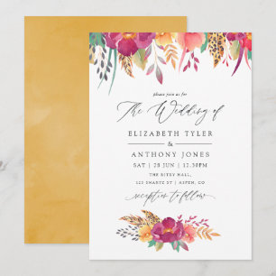Watercolor Bloemen Safari Bruiloft Kaart