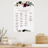 WATERCOLOR BLOEMEN STOELENPLAN, ALFABETISCH POSTER (Keuken)