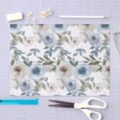 Watercolor Bloemen Stof Blauw Bloem Halsdoek Knoo Tissuepapier (Craft)