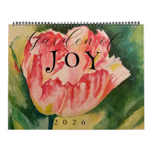 Watercolor Bloemen Twee Pagina's 12-Maanden Kalend Kalender