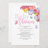 Watercolor Bloemen Vlinder Baby Meisje Shower Kaart (Voorkant / Achterkant)