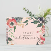 Watercolor Bloemen Wil je mijn Bruidsmeisje zijn N Kaart (Staand voorkant)