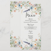 Watercolor Bloemen Wilde Bloemen Lente Trouw Menu (Voorkant / Achterkant)