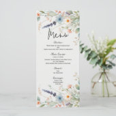 Watercolor Bloemen Wilde Bloemen Lente Trouw Menu (Staand voorkant)