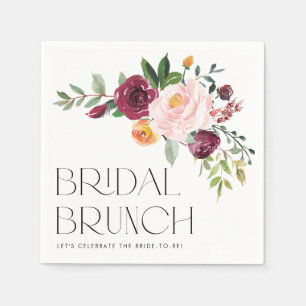 Watercolor Bloemenboeket Herfst Bruidsbrunch Servet