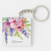 Watercolor Bloemenboeket Sleutelhanger (Achterkant)