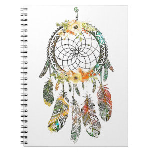 Watercolor bloemendreamcatcher notitieboek
