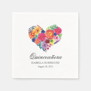 Watercolor Bloemenfeest Quinceañera Servet