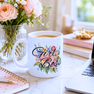 Watercolor Bloemengirl Boss Koffiemok