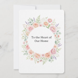 Watercolor Bloemenkrans Frame met Pastelrozen a Kaart