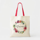 Watercolor Bloemenkrans Gepersonaliseerde Bruidsme Tote Bag (Voorkant)