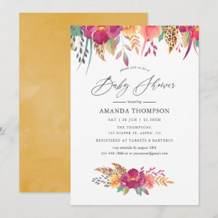 Watercolor Bloemensafari Baby Shower Kaart