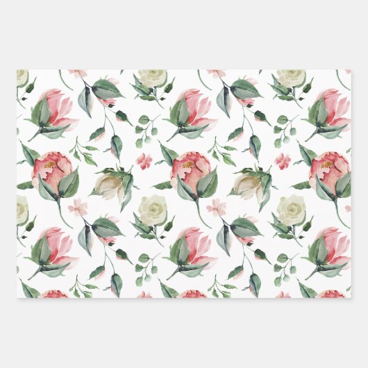 Watercolor Bloemenschildering Pioen Vellen Inpakp (Voorkant)