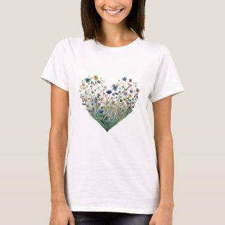 Watercolor Bloemenweide Botanisch Kunstwerk T-shirt