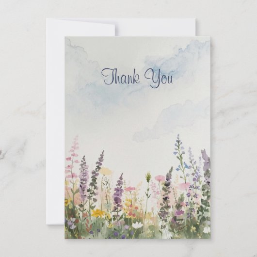Watercolor Bloemenweide | Rustieke Boho Bedankkaart (Voorkant)