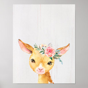 Watercolor Bloemige Babygeit Poster