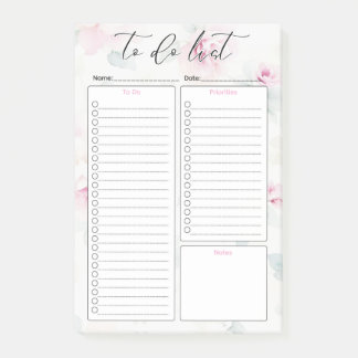 Watercolor Bloemige Takenlijst Pastel Bloemen Post-it® Notes