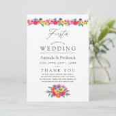 Watercolor Bloemrijke Fiesta Bruiloft Programma (Staand voorkant)