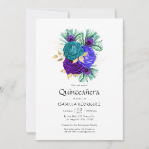 Watercolor Bloemrijke Mardi Gras Quinceañera Kaart