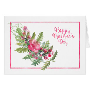 Watercolor Bloesems en Knoppen Moederdagkaart