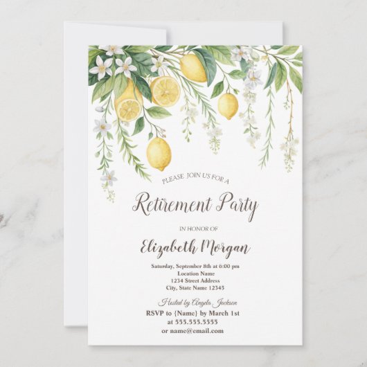 Watercolor Blooming Lemons Retirement  Kaart (Voorkant)