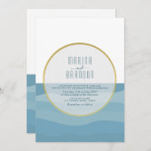 Watercolor Blue Beach Wedding Invitation (Devant / Derrière)