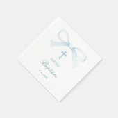 Watercolor Blue Bow Baptism Servet (Hoek)