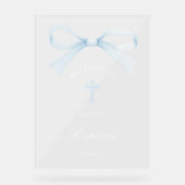 Watercolor Blue Bow Baptism Welcome (Recto)