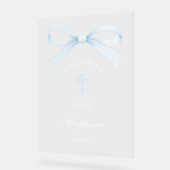 Watercolor Blue Bow Baptism Welcome (Angle)