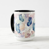 Watercolor Blue Butterflies Mug Design – Elegant  (Devant gauche)